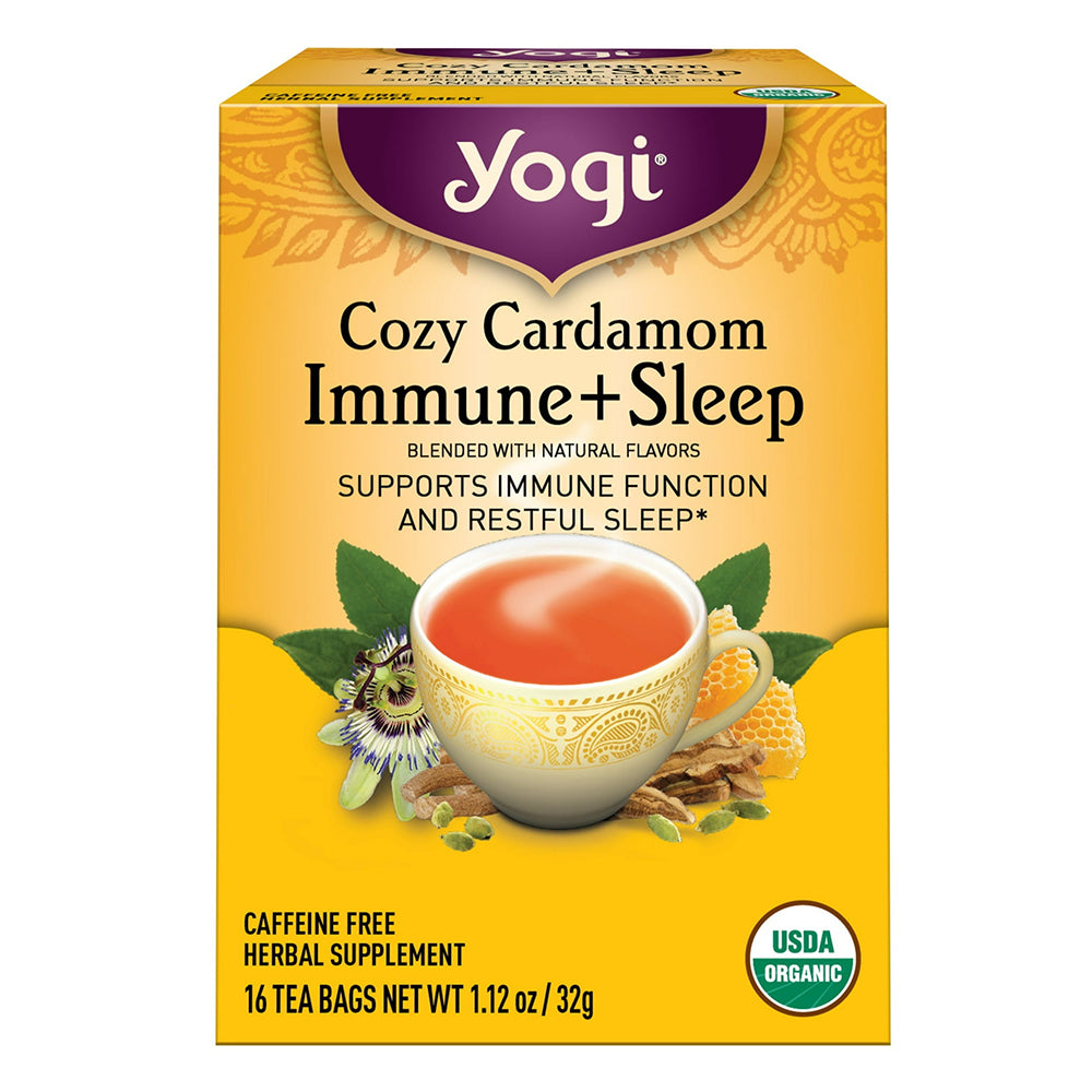 Yogi Cozy Cardamom Immune Plus Sleep Herbal Tea Bags Caffeine Free 1.12Oz (32g) 16Ea
